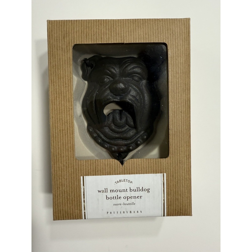 1 BullDog Cast Iron Bottle Opener Mountable Vintage Look Man Cave English Dog - Picture 2 of 4